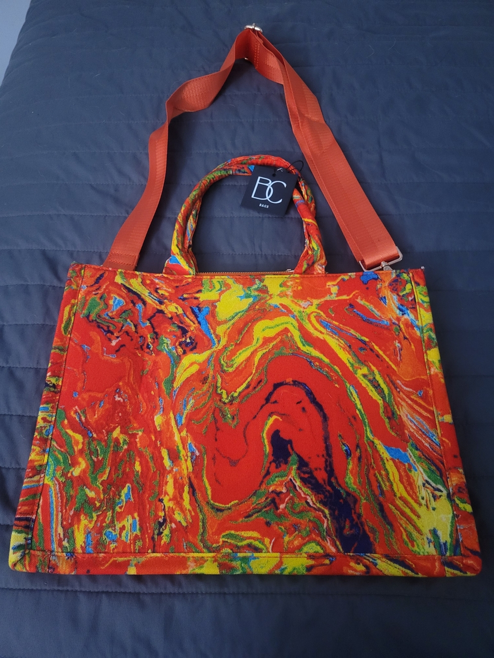 Colorwave Canvas Tote Bag in Vibrant Red Multi